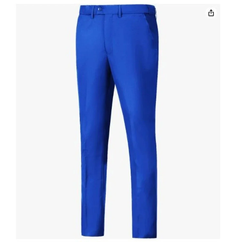 Suit Dress Pants For Men Slim Fit Large Blue Groomsmen Wedding Pant Waist Flat